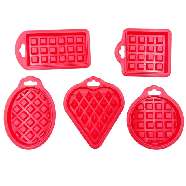 5 in 1 Food Grade Silicone Waffle Mold Kitchen Cake Set Baking Supplies, Red, Green, Beige, Pink - DealBuddy