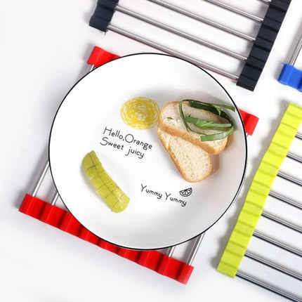 MS-202 Home Kitchen Stainless Steel Non-Slip Anti-Scalding Placemat Folding Heat Insulation Pot Mat, Color Random Delivery