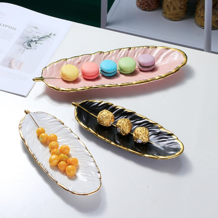 Phnom Penh Ceramic Dessert Plate Feather Plate Banana Leaf Fruit Dried Fruit Storage Tray, Size:, Large （Bright Emerald), Small (Bright Emerald), Large (Bright Peach Pink), Small (Bright Peach Pink), Large (Matt Black), Small (Matte  Black)            ... - DealBuddy