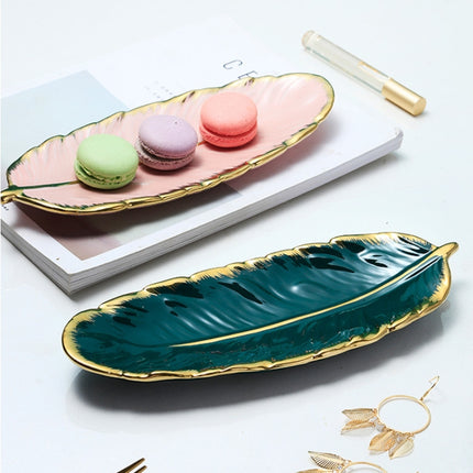 Phnom Penh Ceramic Dessert Plate Feather Plate Banana Leaf Fruit Dried Fruit Storage Tray, Size:, Large （Bright Emerald), Small (Bright Emerald), Large (Bright Peach Pink), Small (Bright Peach Pink), Large (Matt Black), Small (Matte  Black)            ... - DealBuddy