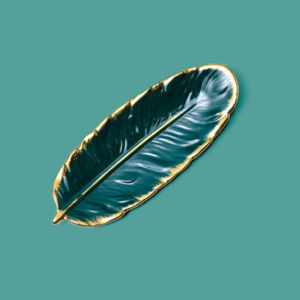 Phnom Penh Ceramic Dessert Plate Feather Plate Banana Leaf Fruit Dried Fruit Storage Tray, Size: