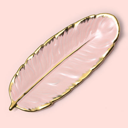 Phnom Penh Ceramic Dessert Plate Feather Plate Banana Leaf Fruit Dried Fruit Storage Tray, Size: