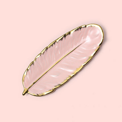 Phnom Penh Ceramic Dessert Plate Feather Plate Banana Leaf Fruit Dried Fruit Storage Tray, Size:
