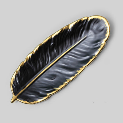 Phnom Penh Ceramic Dessert Plate Feather Plate Banana Leaf Fruit Dried Fruit Storage Tray, Size: