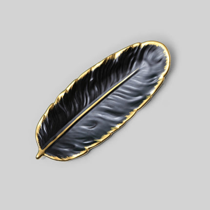 Phnom Penh Ceramic Dessert Plate Feather Plate Banana Leaf Fruit Dried Fruit Storage Tray, Size:, Large （Bright Emerald), Small (Bright Emerald), Large (Bright Peach Pink), Small (Bright Peach Pink), Large (Matt Black), Small (Matte  Black)            ... - DealBuddy