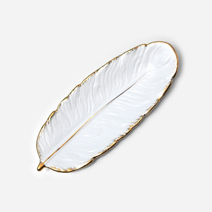 Phnom Penh Ceramic Dessert Plate Feather Plate Banana Leaf Fruit Dried Fruit Storage Tray, Size: