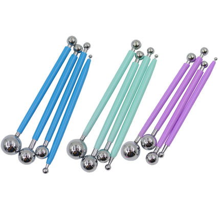4 in 1 Stainless Steel Spherical Carving Group Pill Stick Fondant Clay Colored Clay Carving Tool Set, Blue, Green, Purple - DealBuddy