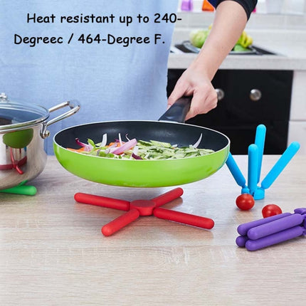 Kitchen Cross-Shaped Folding Placemat Thickened Silicone Insulation Pad Pot Mat Coaster, Random Color Delivery
