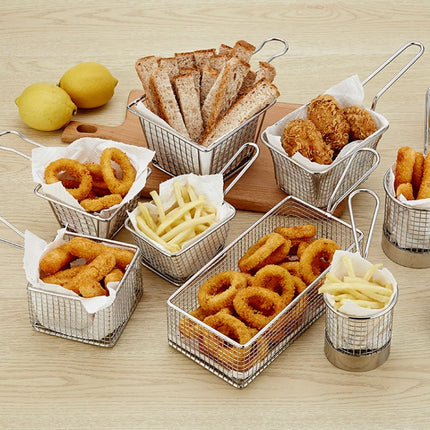 Stainless Steel Mini Fries Basket Restaurant Snack Bread Plate, J13446S, J13446L, J13443S, J13443L, J13447M, J13448S, J13448L, J13442S, J13449 - DealBuddy