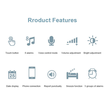 ZKLiLi Lazy Snooze Applet Alarm Clock Bedside Bluetooth Multifunctional Silent Digital Alarm Clock