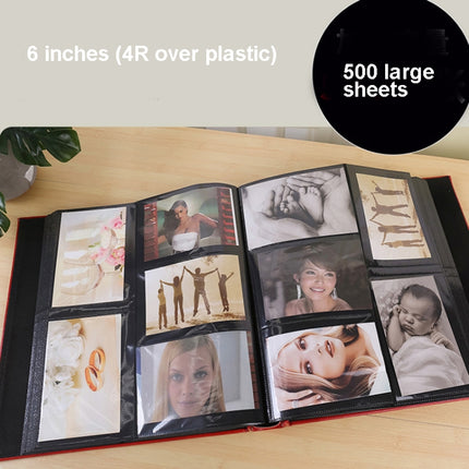 6 inch 500 Sheets Interstitial PP Album PU Leather Retro Bronzing Cover Photo Album