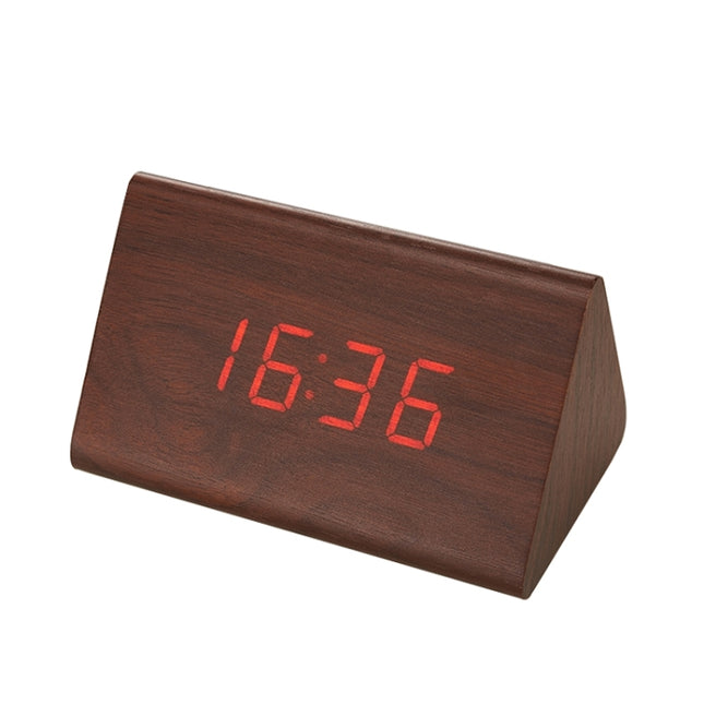 Mute Luminous Electronic Clock Wooden Sound Control Small Triangle Alarm Clock