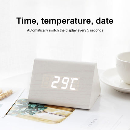 Mute Luminous Electronic Clock Wooden Sound Control Small Triangle Alarm Clock