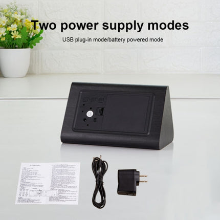 Mute Luminous Electronic Clock Wooden Sound Control Small Triangle Alarm Clock