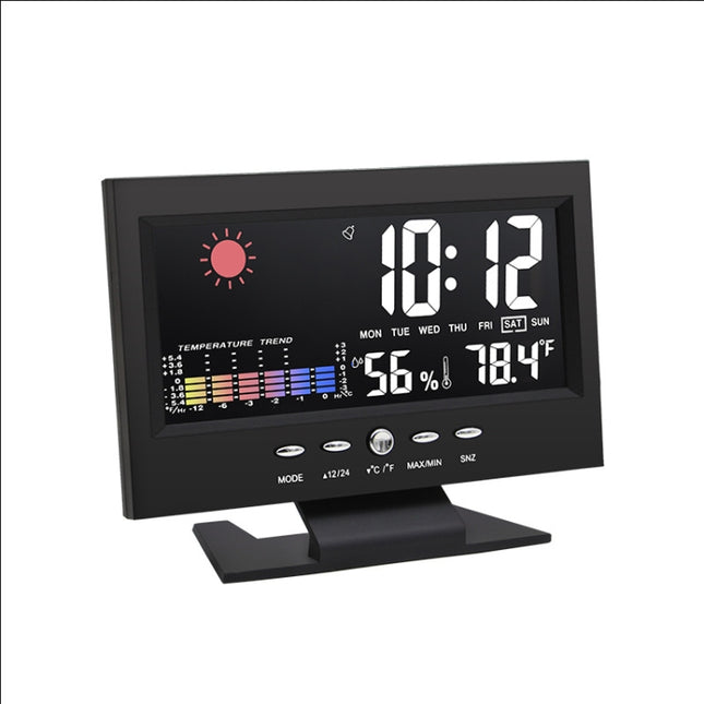 8082T Weather Forecast Clock LED Color Screen Perpetual Calendar Temperature And Humidity Intelligent Voice Control Electronic Alarm Cloc,Specification: