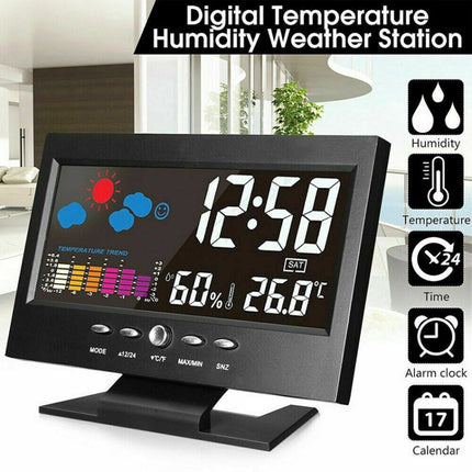 8082T Weather Forecast Clock LED Color Screen Perpetual Calendar Temperature And Humidity Intelligent Voice Control Electronic Alarm Cloc,Specification: