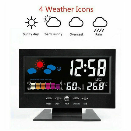 8082T Weather Forecast Clock LED Color Screen Perpetual Calendar Temperature And Humidity Intelligent Voice Control Electronic Alarm Cloc,Specification: