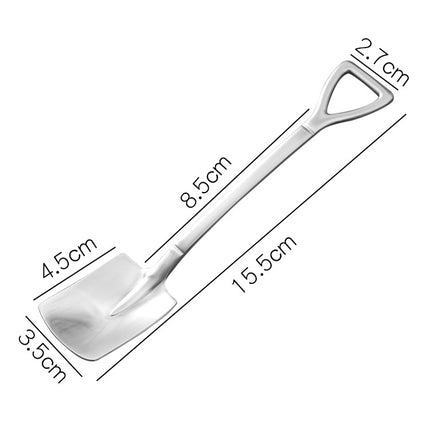 410 Stainless Steel Shovel Spoon Retro Cute Square Head Spoon