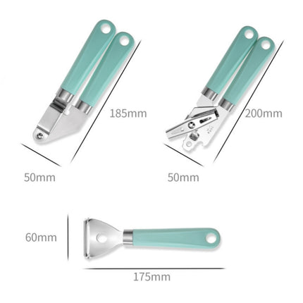 9 in 1 Plastic Handle Stainless Steel Kitchen Utensils Household Gadget Set, Cyan, Black - DealBuddy