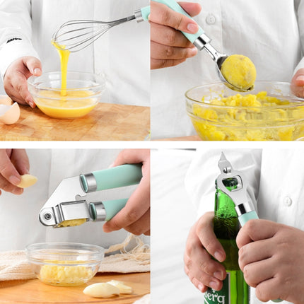9 in 1 Plastic Handle Stainless Steel Kitchen Utensils Household Gadget Set, Cyan, Black - DealBuddy