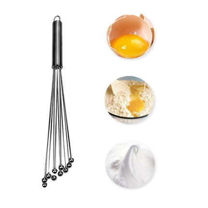 Manual Whisk Stainless Steel Glass Bead Egg Whisk Kitchen Household Hand-Held Baking Tools Type A 12 Inch
