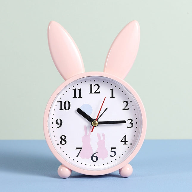 Simple Cartoon Rabbit Alarm Clock Ornaments Bedroom Decoration Bedside Mute Sweeping Small Alarm Clock, Color And Style Random Deilvery