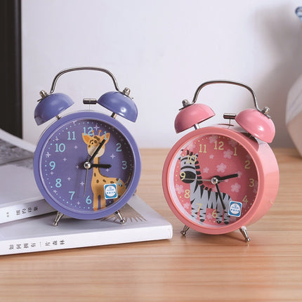 Cartoon Alarm Clock Ringing At The Bedside Of Students Metal Alarm Clock With Night Light, Color Random Deilvery