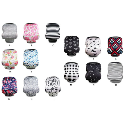 Multifunctional Enlarged Stroller Windshield Breastfeeding Towel Baby Seat Cover, Arrow, Pink Peony, Black and White Stripes, Leaf Flowers, Blue Dots, Purple Flowers, Gray Pattern, Bear, Black Triangle, Puppy, Red Geometry, Black and White Grid, Galaxy... - DealBuddy