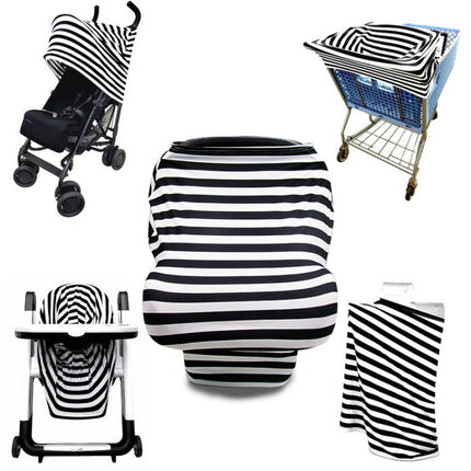 Multifunctional Enlarged Stroller Windshield Breastfeeding Towel Baby Seat Cover, Arrow, Pink Peony, Black and White Stripes, Leaf Flowers, Blue Dots, Purple Flowers, Gray Pattern, Bear, Black Triangle, Puppy, Red Geometry, Black and White Grid, Galaxy... - DealBuddy