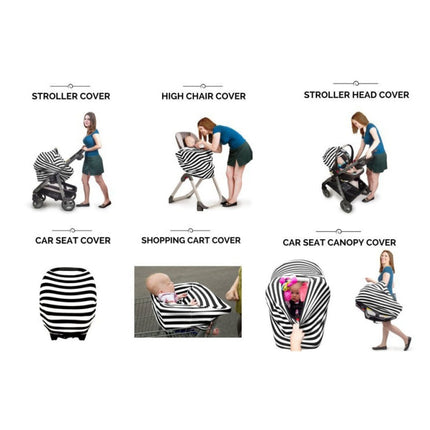 Multifunctional Enlarged Stroller Windshield Breastfeeding Towel Baby Seat Cover, Arrow, Pink Peony, Black and White Stripes, Leaf Flowers, Blue Dots, Purple Flowers, Gray Pattern, Bear, Black Triangle, Puppy, Red Geometry, Black and White Grid, Galaxy... - DealBuddy