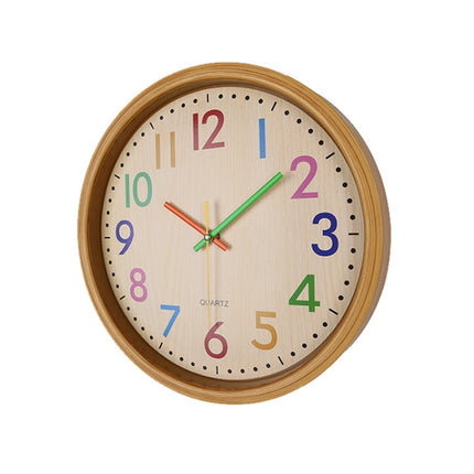 12 Inch Living Room Creative Color Wood Grain Wall Clock Quartz Clock  Classroom Children  Personality Wall  Clock