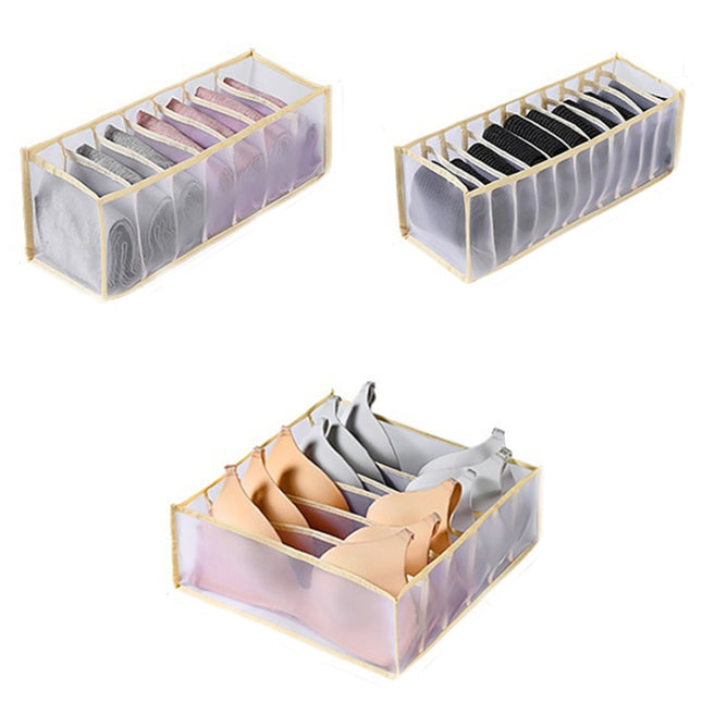 3 in 1 Underwear Drawer Storage Box Household Socks Folding Storage Box