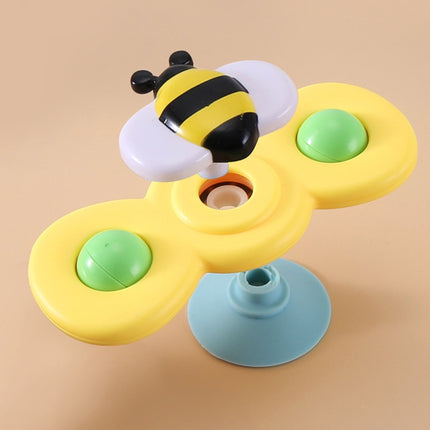 3 In 1 Fingertip Spinner Baby Rattle Three-Color Insect Sucker Turn And Turn Fun Baby Bath Toy