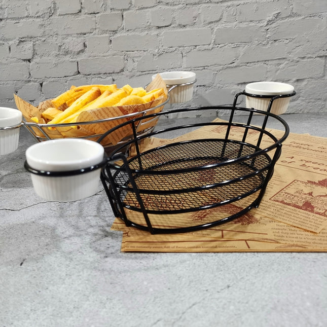 Wrought Iron Fruit Portable Storage Basket Bread French Fries Fried Snacks Portable Basket, Double Cup Egg-shaped, Double Cup Round, Single Cup Boat, Square Short Basket, Rectangular Short Basket, Large Round Wire, Small Round Wire, Large Messy Wire   ... - DealBuddy