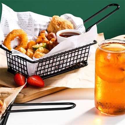 Wrought Iron Fruit Portable Storage Basket Bread French Fries Fried Snacks Portable Basket, Double Cup Egg-shaped, Double Cup Round, Single Cup Boat, Square Short Basket, Rectangular Short Basket, Large Round Wire, Small Round Wire, Large Messy Wire   ... - DealBuddy