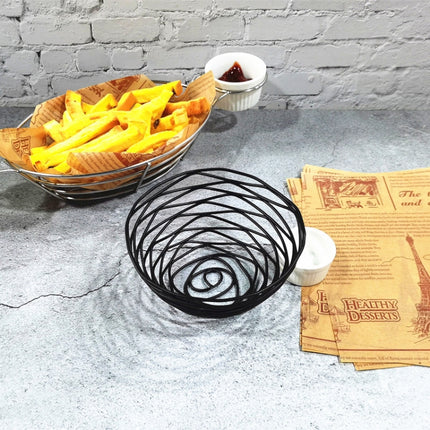 Wrought Iron Fruit Portable Storage Basket Bread French Fries Fried Snacks Portable Basket, Double Cup Egg-shaped, Double Cup Round, Single Cup Boat, Square Short Basket, Rectangular Short Basket, Large Round Wire, Small Round Wire, Large Messy Wire   ... - DealBuddy