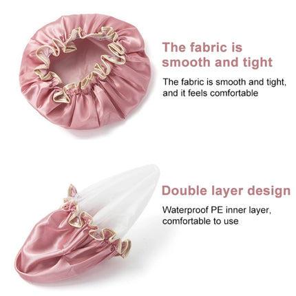 Lovely Thick Women Satin Colorful Double Waterproof Hair Cover Bathing Cap