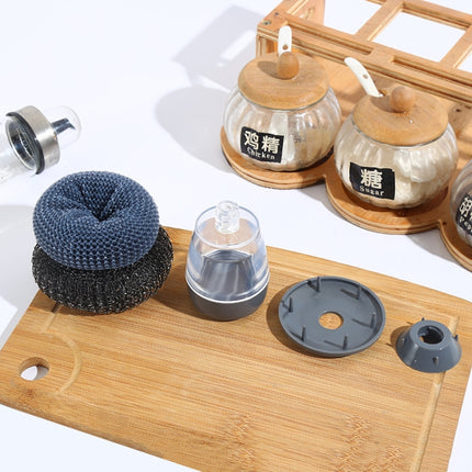 Multifunctional Push-Type Cleaning Brush Kitchen Detergent Automatic Liquid Addition Dishwashing Brush, Steel Ball Pot Brush, PET Pot Brush - DealBuddy