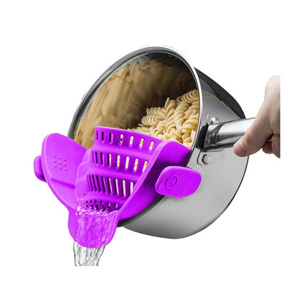 Wide Mouth Silicone Drainer Pot Side Drain To Block Fruit Noodle Strainer, Green, Red, Dark Gray, Black, Purple, Orange - DealBuddy