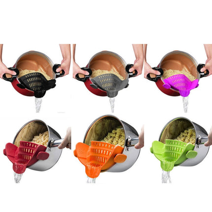 Wide Mouth Silicone Drainer Pot Side Drain To Block Fruit Noodle Strainer, Green, Red, Dark Gray, Black, Purple, Orange - DealBuddy