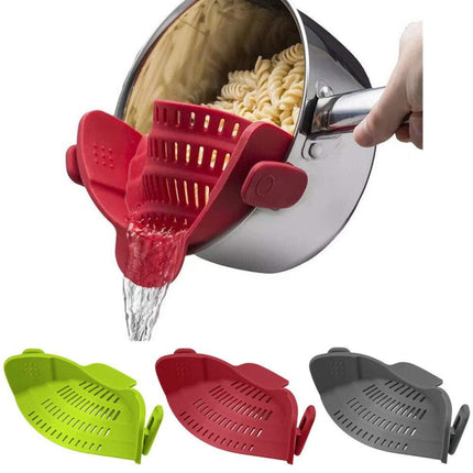 Wide Mouth Silicone Drainer Pot Side Drain To Block Fruit Noodle Strainer, Green, Red, Dark Gray, Black, Purple, Orange - DealBuddy