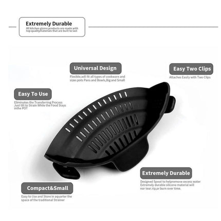 Wide Mouth Silicone Drainer Pot Side Drain To Block Fruit Noodle Strainer, Green, Red, Dark Gray, Black, Purple, Orange - DealBuddy