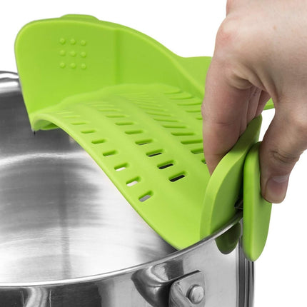 Wide Mouth Silicone Drainer Pot Side Drain To Block Fruit Noodle Strainer, Green, Red, Dark Gray, Black, Purple, Orange - DealBuddy