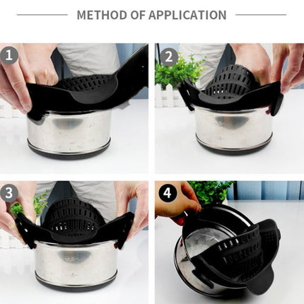 Wide Mouth Silicone Drainer Pot Side Drain To Block Fruit Noodle Strainer, Green, Red, Dark Gray, Black, Purple, Orange - DealBuddy