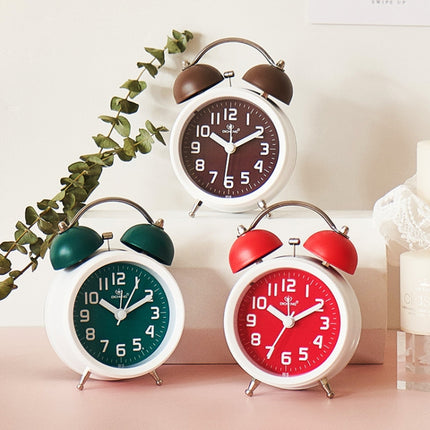 6016 Simple Bell Small Alarm Clock Students Learning Bedside Clock With Night Light