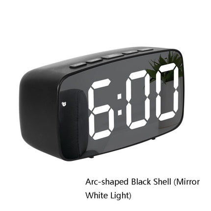Mirror Bedside Alarm Clock Battery Plug-In Dual-Purpose LED Clock, Arc-shaped Black Shell (Mirror White Light), Rectangular Black Shell (Mirror White Light), Arc-shaped Black Shell (Black Surface White Light)                                            ... - DealBuddy