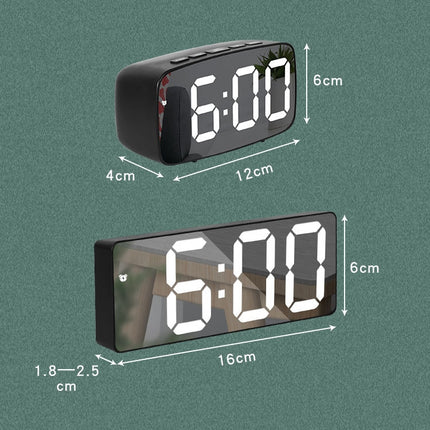Mirror Bedside Alarm Clock Battery Plug-In Dual-Purpose LED Clock