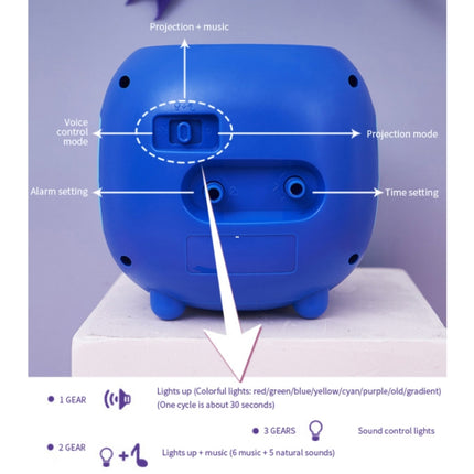 Children Romantic Starry Sky Projection Music Pointer Alarm Clock