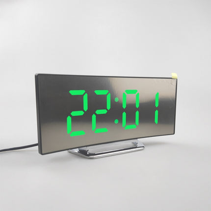 6507 Curved Big Screen Electronic Clock LED Mirror Mute Alarm Clock
