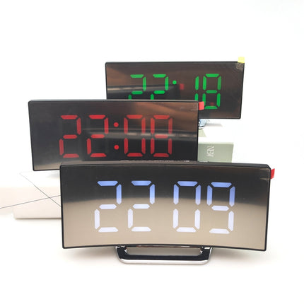 6507 Curved Big Screen Electronic Clock LED Mirror Mute Alarm Clock